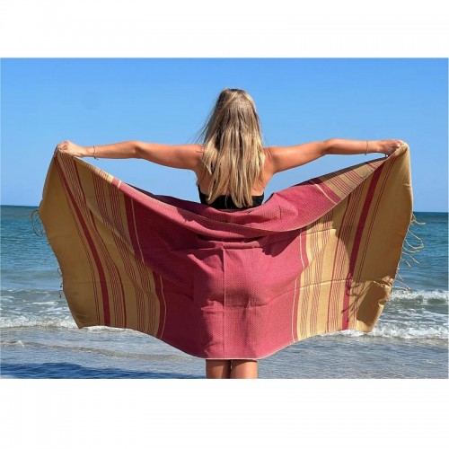 FOUTA SAND COTON BIO SABLE OCRE ROUGE - KARAWAN AUTHENTIC - LE MOUTON A 3 PATTES - 2