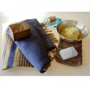 FOUTA SAND COTON BIO SABLE BLEU IMPERIAL - KARAWAN AUTHENTIC - LE MOUTON A 3 PATTES - 1