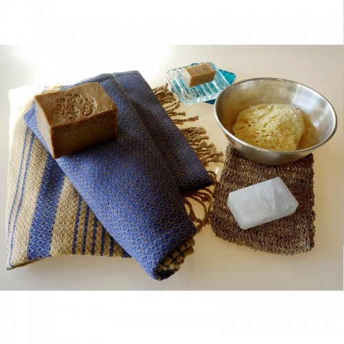 FOUTA SAND COTON BIO SABLE BLEU IMPERIAL - KARAWAN AUTHENTIC - LE MOUTON A 3 PATTES - 1