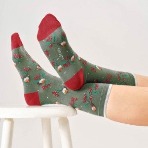 CONE SURPRISE NOEL 1 PAIRE DE CHAUSSETTES FEMME - THOUGHT CLOTHING - LE MOUTON A 3 PATTES  - 1 2