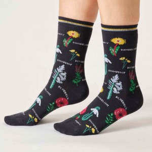 COFFRET 4 PAIRES DE CHAUSSETTES FLEURS BAMBOU BIO - THOUGHT CLOTHING - LE MOUTON A 3 PATTES - 1 2