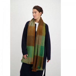 GRANDE ECHARPE ALPAGA VERT ET MARRON - ALPACA LOCA - LE MOUTON A 3 PATTES - 1