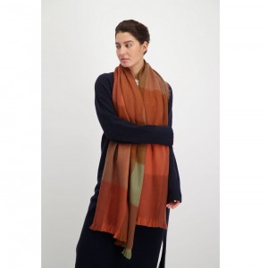 GRANDE ECHARPE ALPAGA CANNELLE ET TERRACOTTA - ALPACA LOCA - LE MOUTON A 3 PATTES - 1