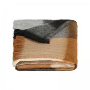 GRANDE ECHARPE ALPAGA ROUGE NOIRE GRISE ET MARRON - ALPACA LOCA - LE MOUTON A 3 PATTES - 1