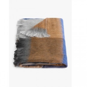 GRANDE ECHARPE ALPAGA BLEU ET MARRON - ALPACA LOCA - LE MOUTON A 3 PATTES - 1 2