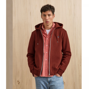 VESTE ZIPPEE CAPUCHE MESNIL BURGUNDY FIBRES RECYCLEES - FAGUO - LE MOUTON A 3 PATTES - 1