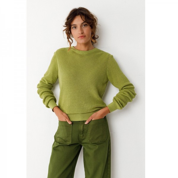 PULL IRADI MAILLE COTON BIO VERT - SKFK