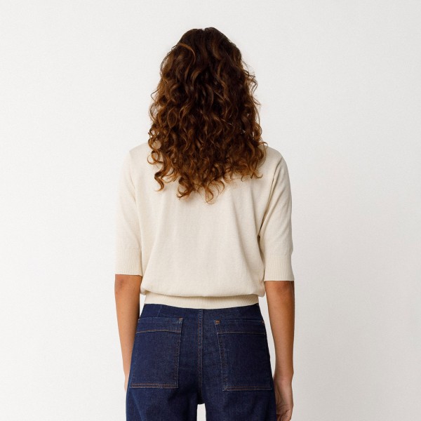 PULL MUIKE MANCHES COURTES IVOIRE - SKFK