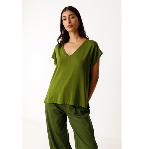 HAUT ZUR TENCEL VERT FONCE COL V - SKFK - LE MOUTON A 3 PATTES - 1