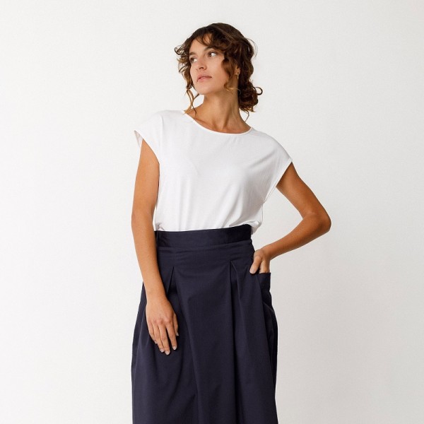 HAUT ZUR TENCEL BLANC COL ROND - SKFK