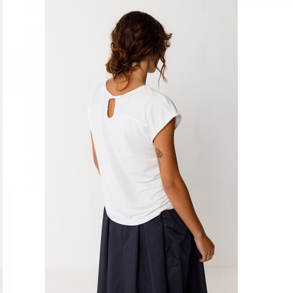 HAUT ZUR TENCEL BLANC COL ROND - SKFK