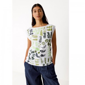 T SHIRT SANS MANCHES MARIXOL EN COTON BIO IMPRIME - SKFK - LE MOUTON A 3 PATTES - 1