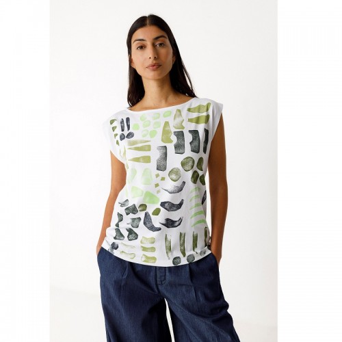 T SHIRT SANS MANCHES MARIXOL EN COTON BIO IMPRIME - SKFK - LE MOUTON A 3 PATTES - 1