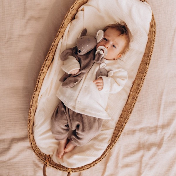 VESTE POUR BEBE EN EPONGE ECRU -...