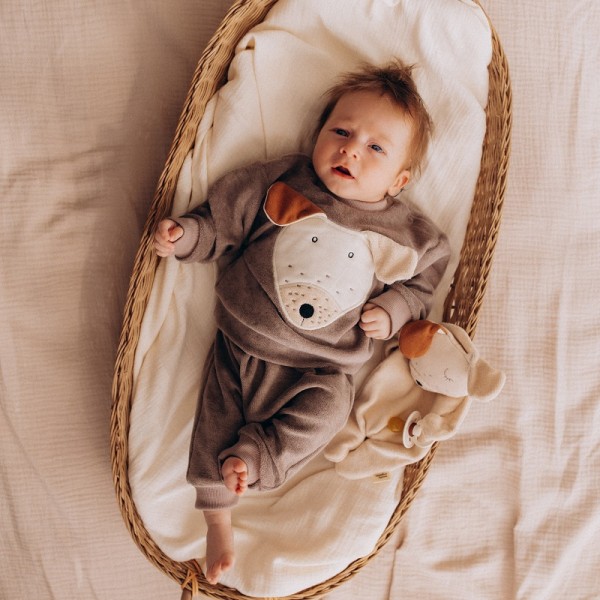 PANTALON POUR BEBE EN EPONGE TAUPE -...