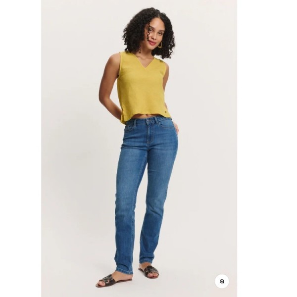 JEANS DROIT DELAVE EN COTON BIO -...