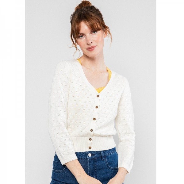 GILET AJOURE COTON BIO BLANC -...