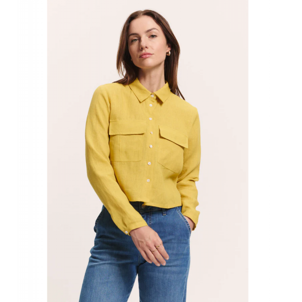 CHEMISE / VESTE EN LIN JAUNE -...