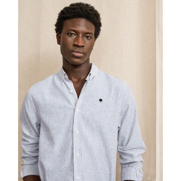 CHEMISE IVOY LIN BLEU ET ECRU - FAGUO