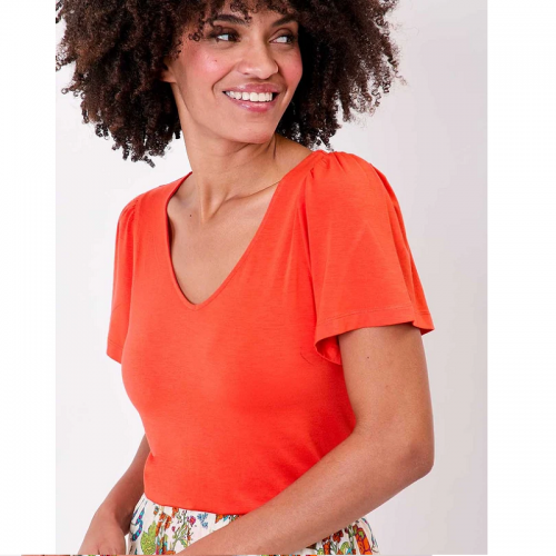 T SHIRT IRENE VERMILLON EN ECOVISCOSE - PRINCESSE NOMADE - LE MOUTON A 3 PATTES - 1