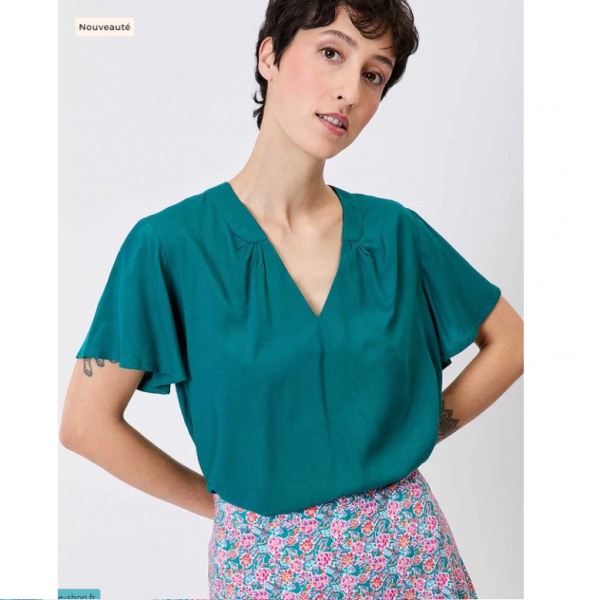 TOP GARY UNI VERT ECOVISCOSE - PRINCESSE NOMADE - LE MOUTON A 3 PATTES - 1