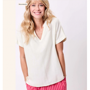 TOP FAIZ UNI ECRU LIN ECOVISCOSE - LA FIANCEE - LE MOUTON A 3 PATTES - 1