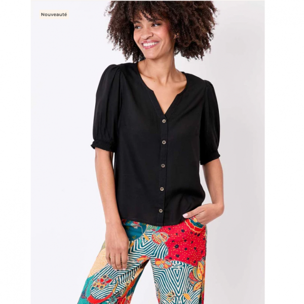 TOP CHEMISE VALI UNI NOIR - LA FIANCEE - LE MOUTON A 3 PATTES - 1