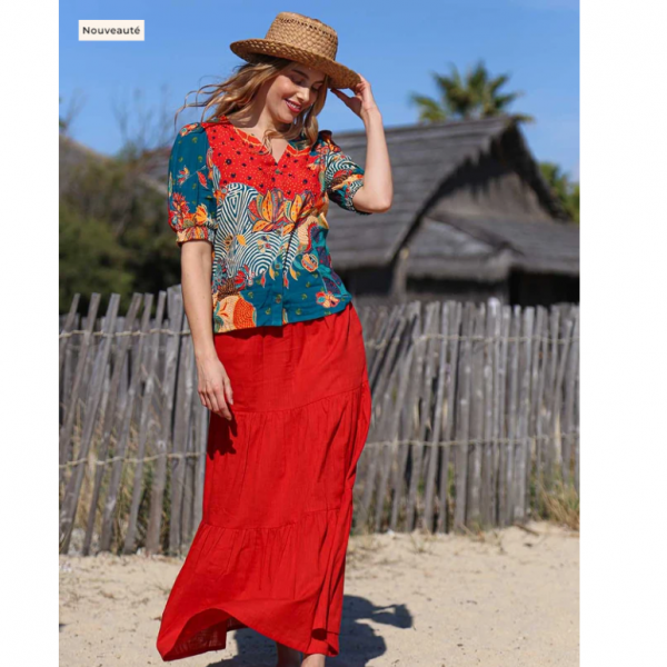 TOP CHEMISE VALI IMPRIME ORANGE - LA...