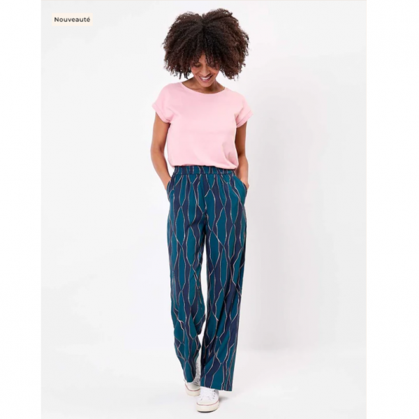 PANTALON FLUIDE LARGE MOMED IMPRIME ECOVISCOSE - LA FIANCEE - LE MOUTON A 3 PATTES - 3