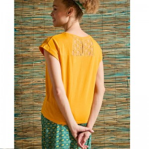 TSHIRT CEBANE DENTELLE ORANGE COTON BIO - LA FIANCEE - LE MOUTON A 3 PATTES - 1 2