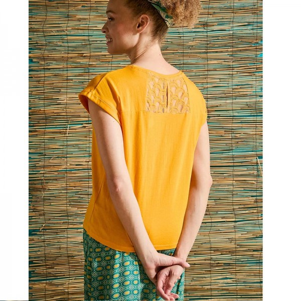 TSHIRT CEBANE DENTELLE ORANGE COTON...