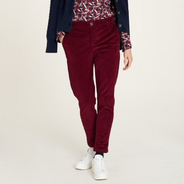 PANTALON VELOURS COLORIS RHUBARBE