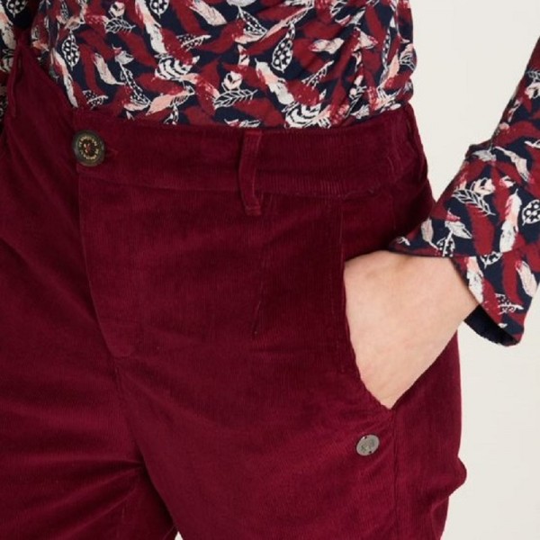 PANTALON VELOURS COLORIS RHUBARBE