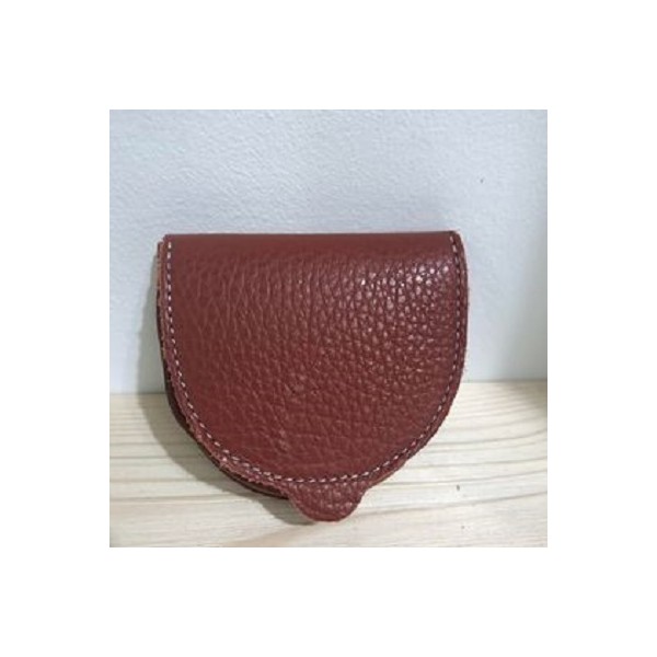 PORTE-MONNAIE EN CUIR GRAINE BRIQUE