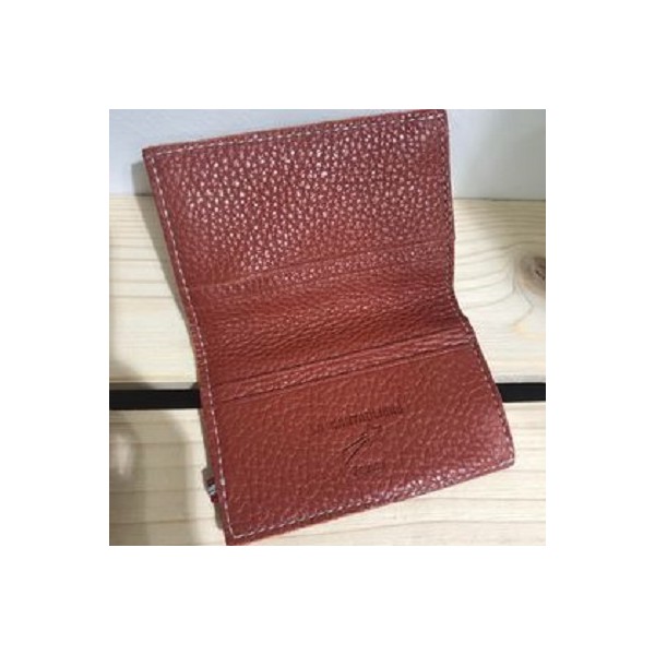 PORTE CARTES EN CUIR GRAINE BRIQUE