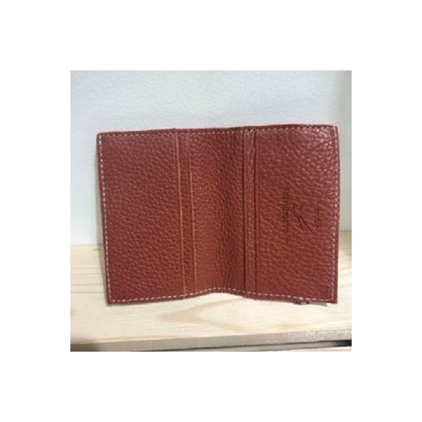 PORTE CARTES EN CUIR GRAINE BRIQUE