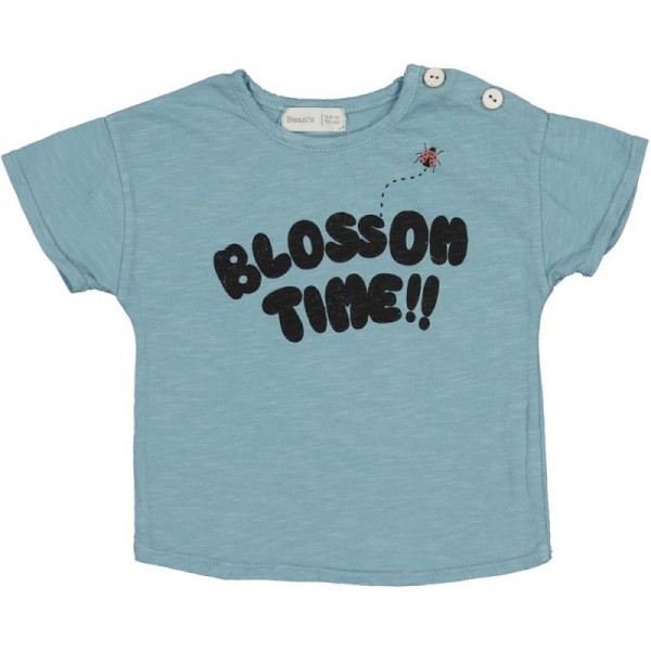 T shirt manches courtes bleu coton biologique bébé