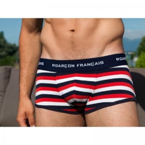 boxer rayures tricolores - vue de près - garçon français