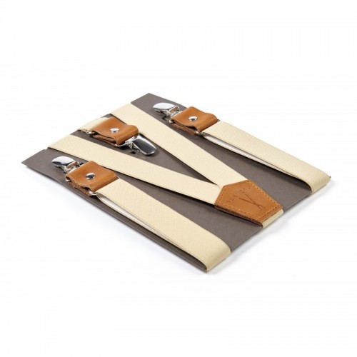 paire de bretelles made in france unis beige et marron - vertical l'accessoire