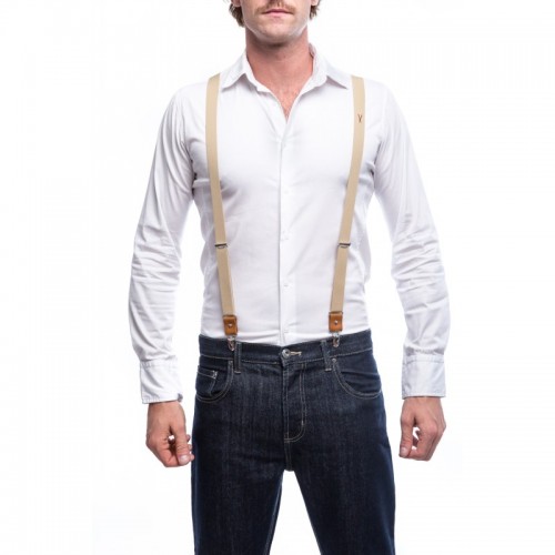 bretelles fabriquées en France unies dans un coloris de beige - vertical l'accessoire