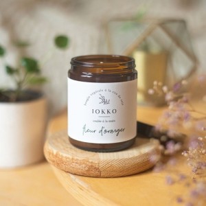 BOUGIE EN CIRE NATURELLE DE SOJA PARFUM FLEUR D ORANGER COULEE EN FRANCE A LA MAIN - IOKKO