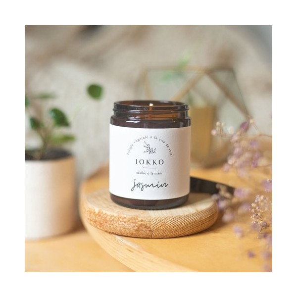 BOUGUE APOLITE EN CIRE NATURELLE DE SOJA FABRIQUEE EN FRANCE ET PARFUM DE JASMIN - IOKKO