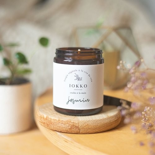 BOUGUE APOLITE EN CIRE NATURELLE DE SOJA FABRIQUEE EN FRANCE ET PARFUM DE JASMIN - IOKKO