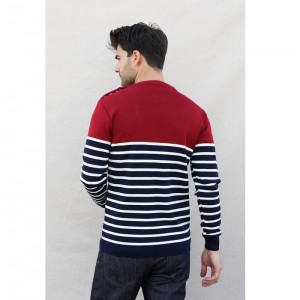 PULL EN LAINE COLIN UNSEXE MARINIERE BORDEAUX - MAISON FT - LE MOUTON A 3 PATTES 2