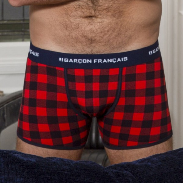 BOXER LONG IMPRIME BUCHERON ROUGE
