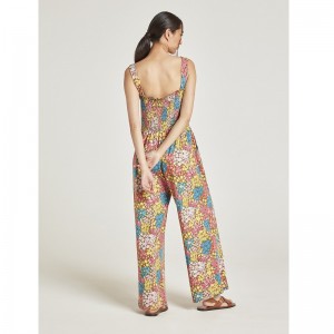 COMBINAISON DEBARDEUR COTON BIO IMPRIME FLEURI COLORE - THOUGHT - LE MOUTON A 3 PATTES 2