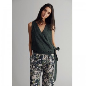 HAUT CACHE COEUR BRODERIE ANGLAISE COTON BIO VERT - KOMODO - LE MOUTON A 3 PATTES