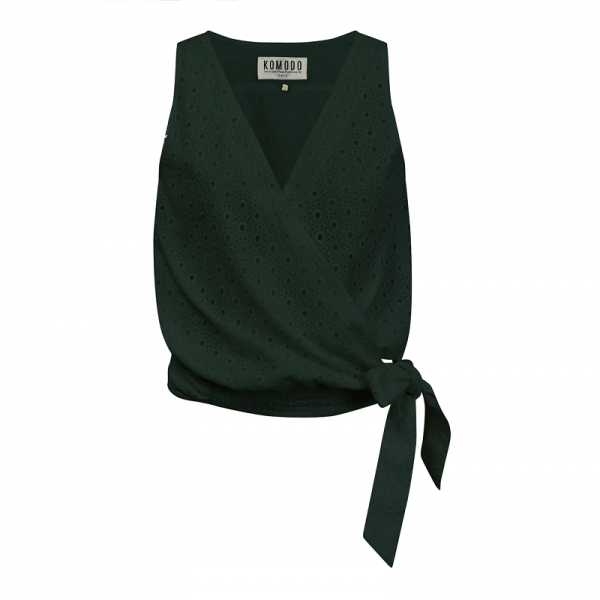 HAUT CACHE COEUR BRODE COTON BIO VERT...