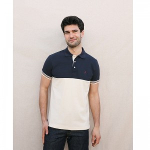 POLO ARIEL COTON BIO ECUME ET MARINE - ST JAMES - MAISON FT - LE MOUTON A 3 PATTES 2