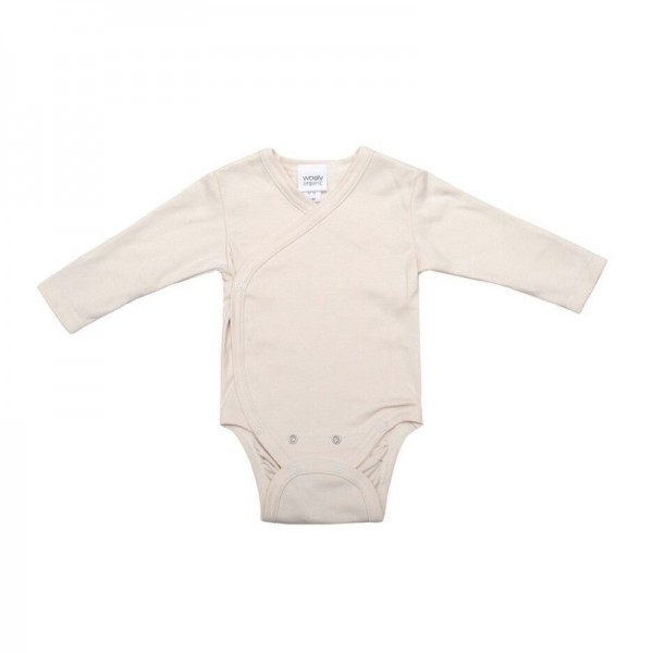 body croisé manches longues écru - wooly organic